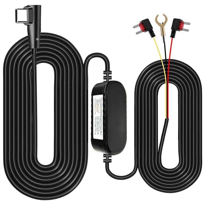 Gebildet مجموعة كاميرا داش كام من نوع C USB لشاشة الوقوف على مدار 24 ساعة/تسجيل تايم لابس يحول 12V-24V إلى 5V/2.5A شاحن كاميرا السيارة 320 سم، حماية منخفضة الجهد - Image 1